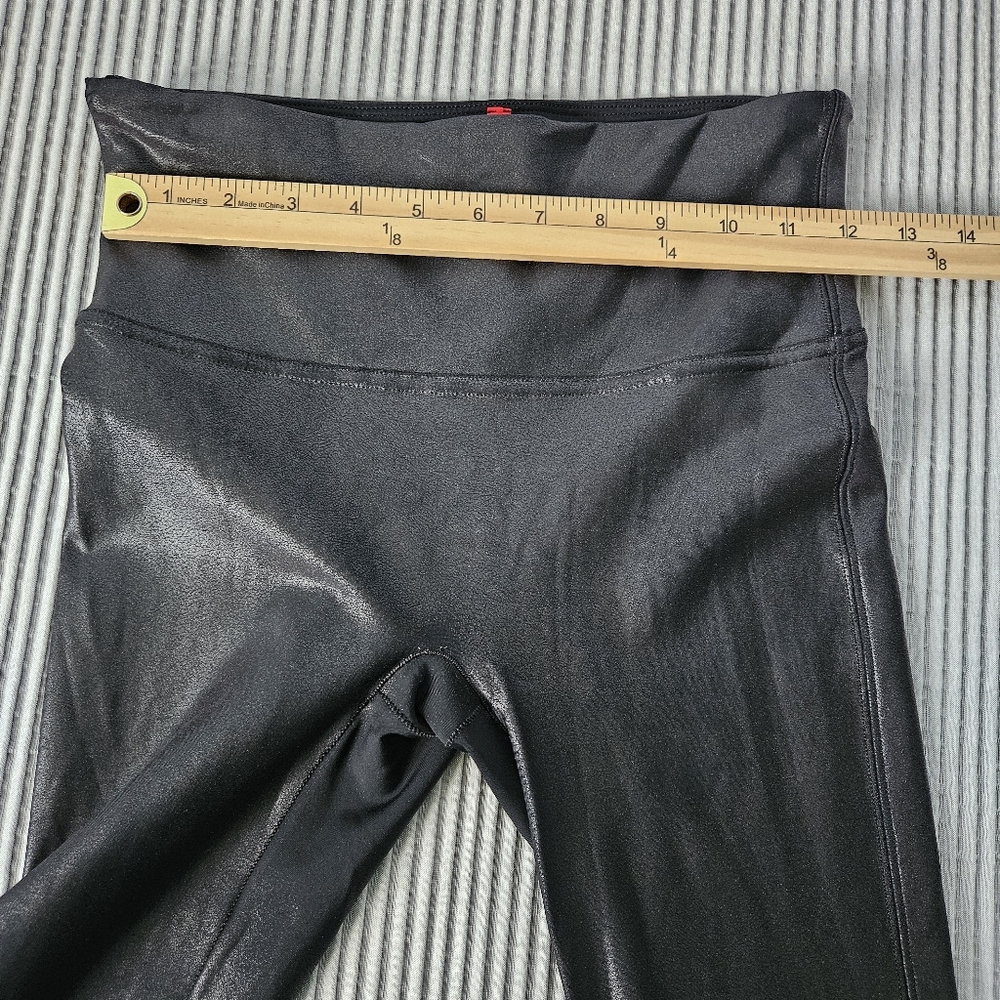 Spanx‎ Legging Womens M Black Faux Leather High-Waisted Compression Waistband - Picture 9 of 12